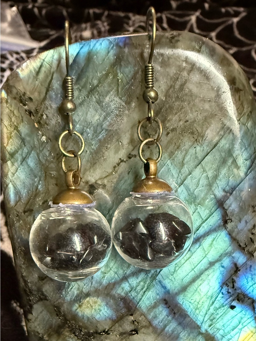 Obsidian Clear Globe Earrings